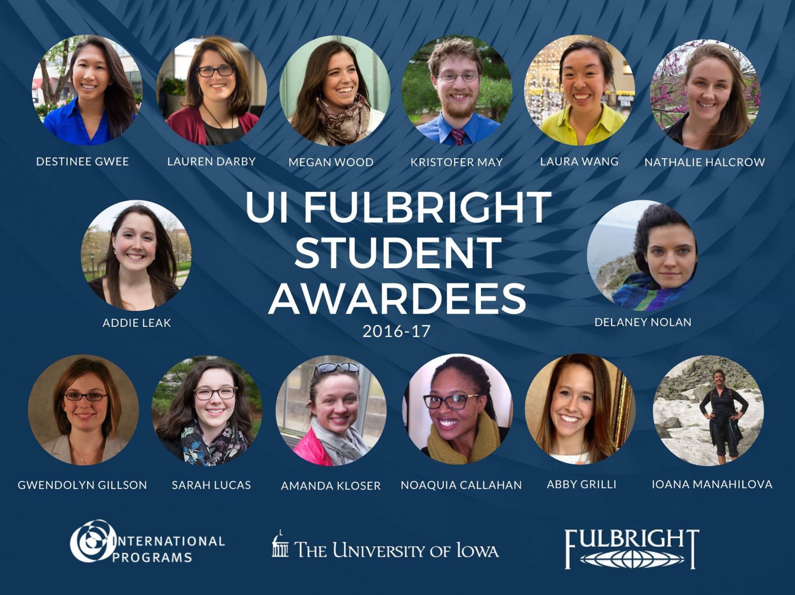 Photo grid of Fulbright winners