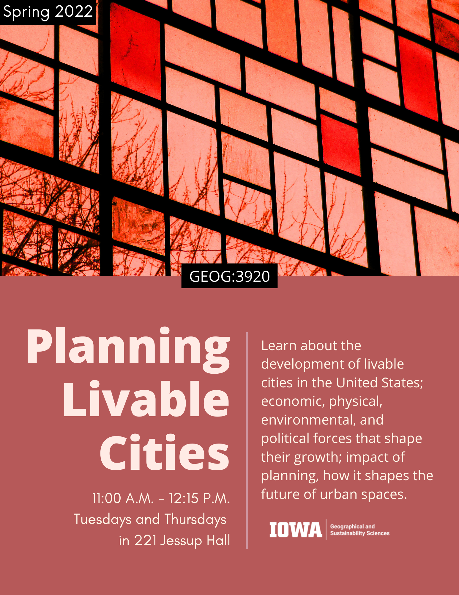 A course poster advertising Planning Livable Cities