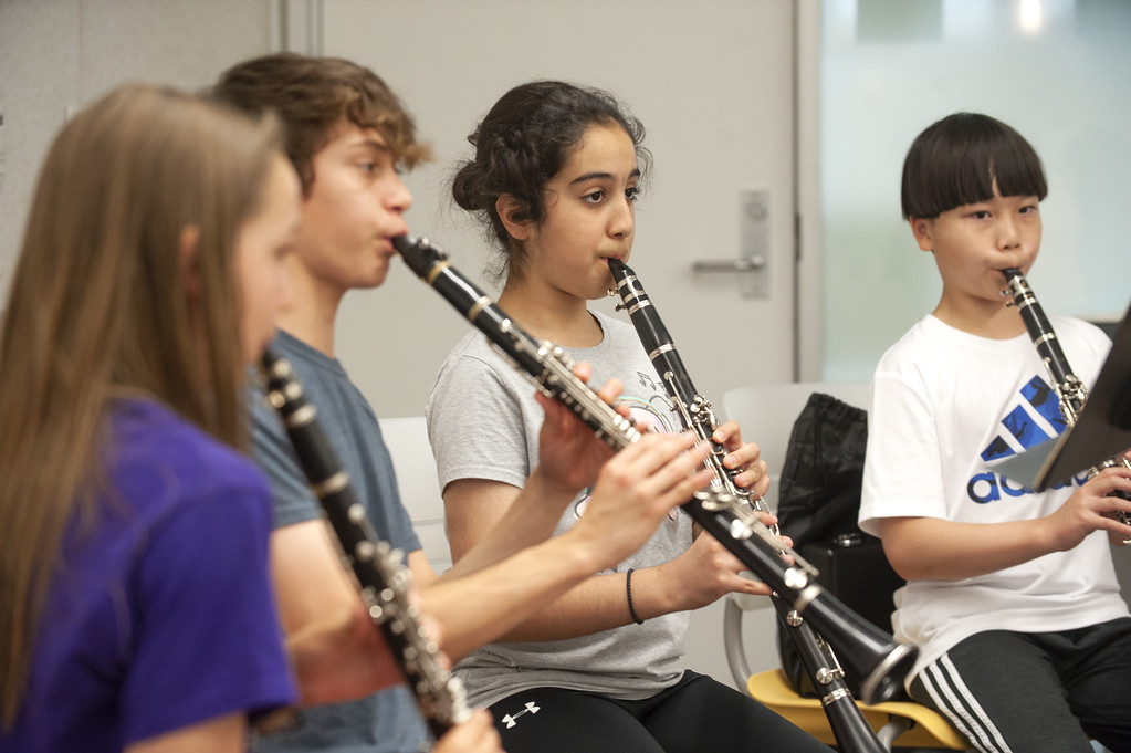 Students play clarinet during Iowa Summer Music Camps, hosted by the UI School of Music.  