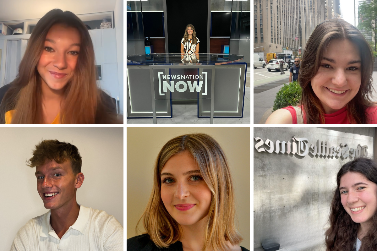 Photos of six journalism students at their internships