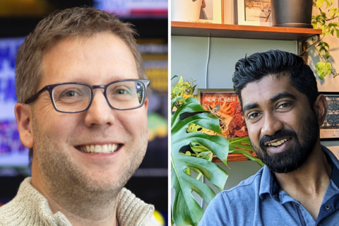 portraits of Brian Ekdale and Computer Science assistant professor Rishab Nithyanand