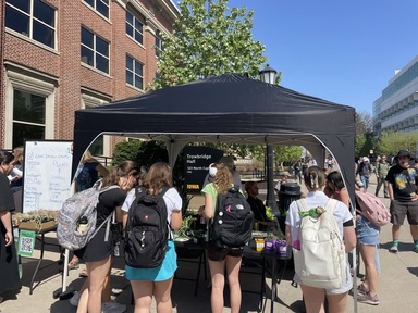 University of Iowa students attend the rock and plant sale, hosted by the Earth, Environment and Sustainability club.