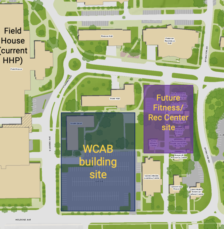 Map of University of Iowa campus buildings near the Field House