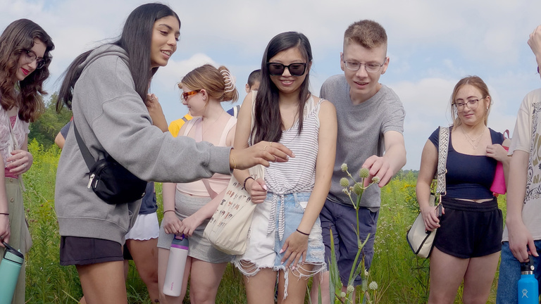 Students tour the Ashton Prairie Living Lab