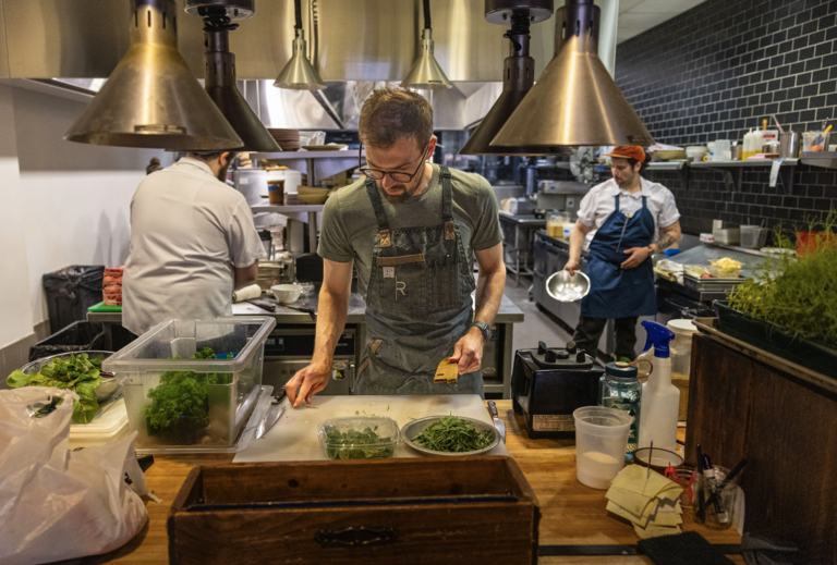 A chef cooking sustainably in the City of Dubuque