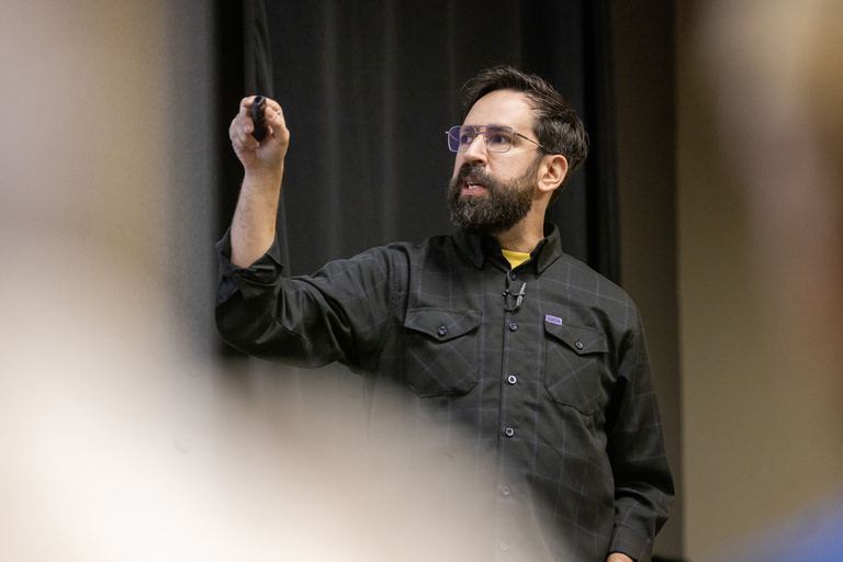 Eric Leiderman presents his playbook for success in the entertainment industry to students