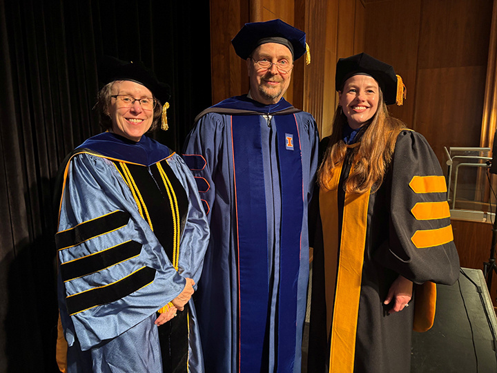 Phi Beta Kappa officers and Professor Alberto Segre at the 2026 ceremony