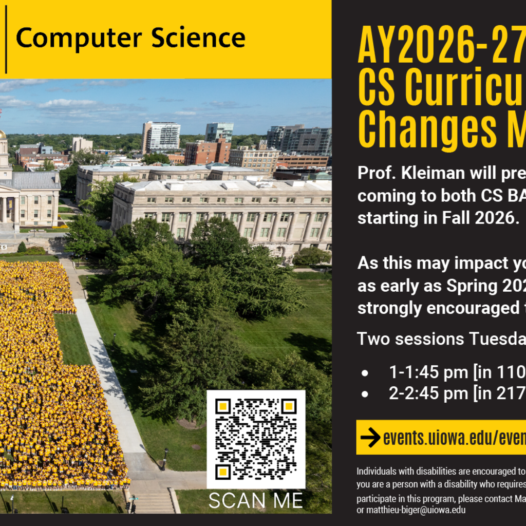 Dept. of Computer Science - AY2026-27 CS Curriculum Changes Meetings promotional image