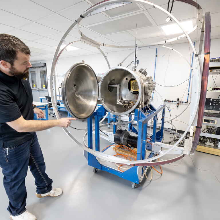 Richard Dvorsky gives a tour of the Iowa Spaceflight Laboratory at the University of Iowa. 