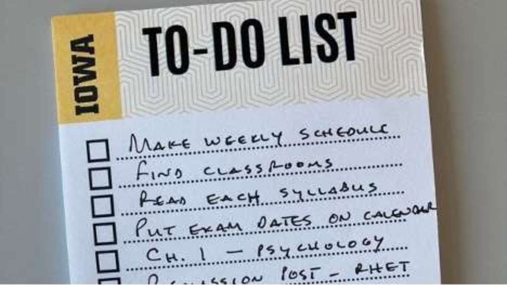 A hand-written to-do list