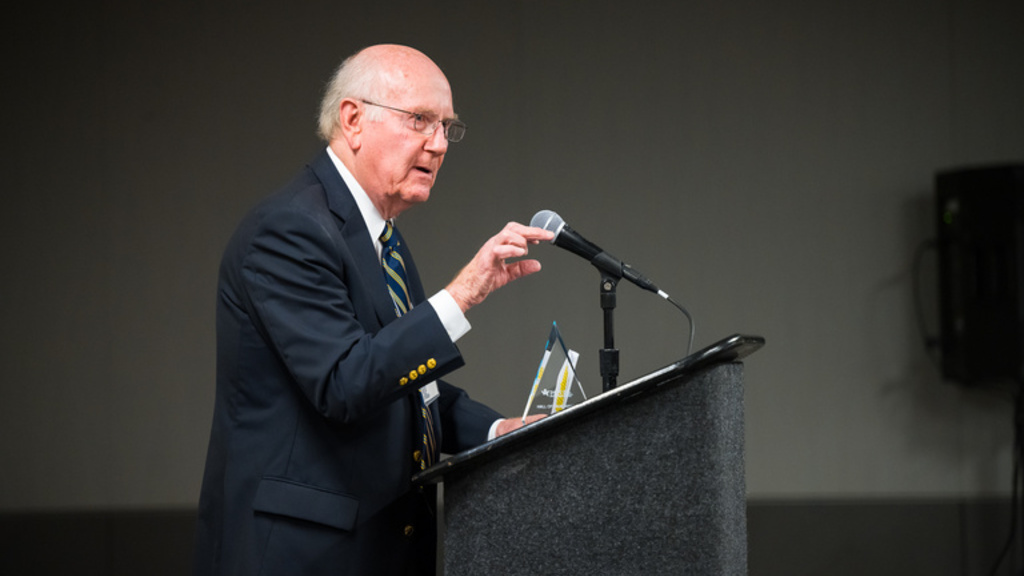 Thomas Loughrey giving a speech