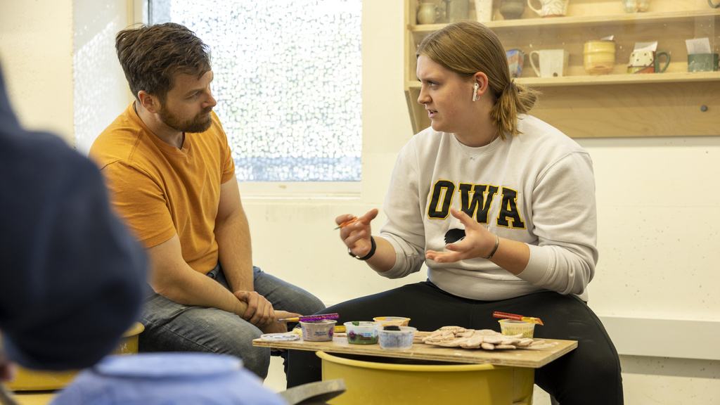 Students working on art in their School of Art, Art History, and Design course