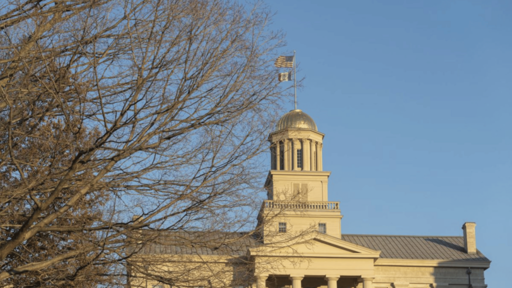 Old Capitol building with a tree in the foreground