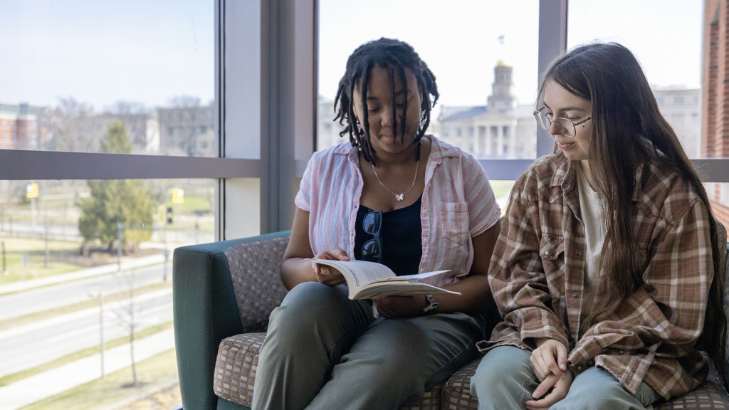 students studying language together overlooking Old Cap