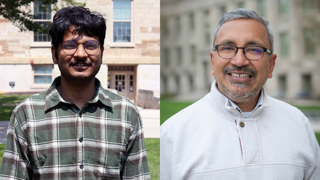 A portrait of University of Iowa professors Sriram Pemmaraju and Sourya Roy.