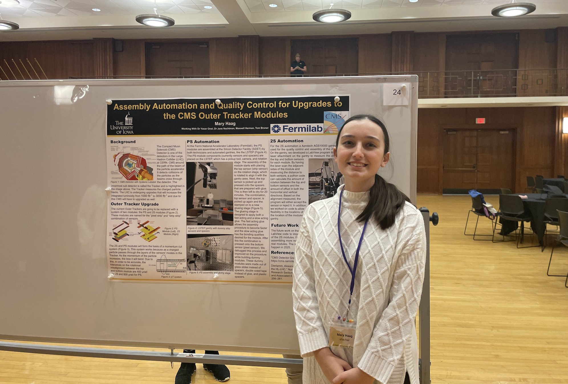 Undergraduate student Mary Haag presents her research during CUWiP.