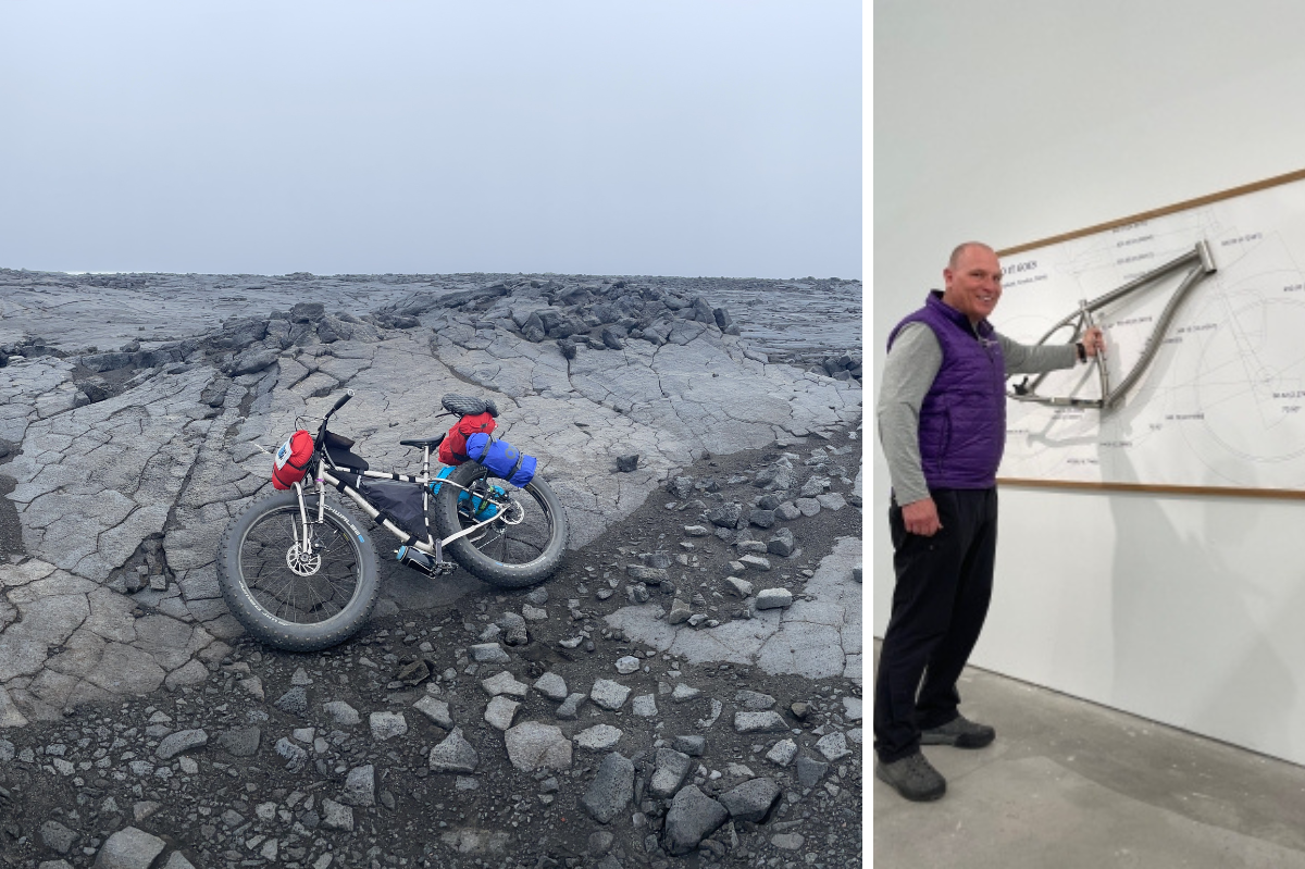 Steve McGuire and his bicycle in Iceland
