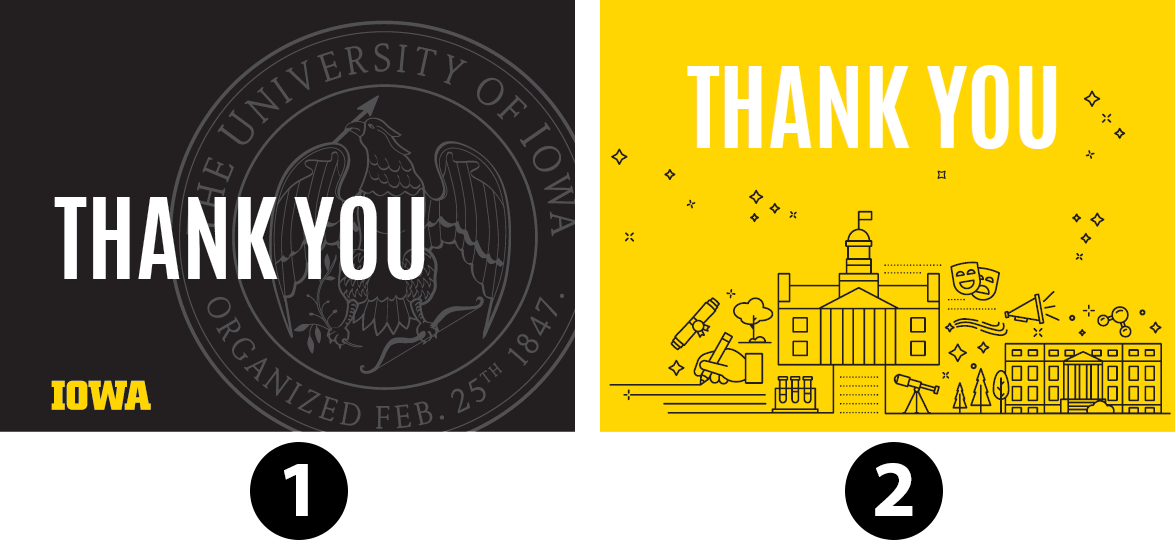 UI College of Liberal Arts Thank You Cards choices