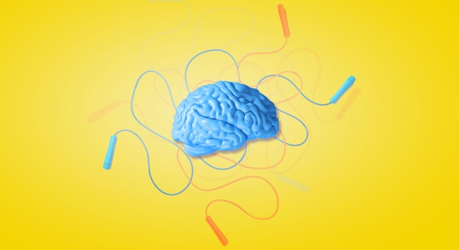 Image: a blue brain and noads