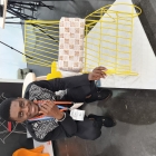 Reynold Tawiah-Quashie, a graduate student from Ghana, displayed a yellow, metal fabricated lounge chair named “Surf.”