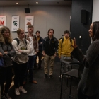 Kimmi Chex speaks with students