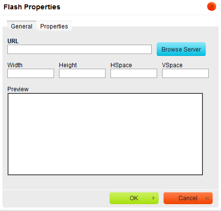 Picture of Flash Properties Dialog box